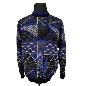 Vintage Dark Mixed Pattern Grandpa Crewneck Sweater - Men's Size XL